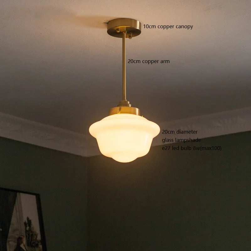 Modern nordic glass LED pendant light with copper socket - vue 28 sur 28