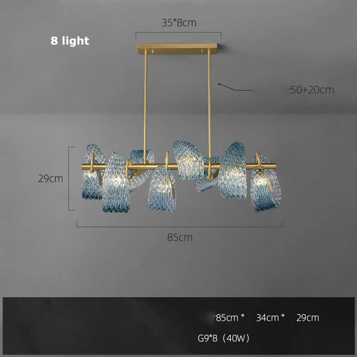 Modern blue glass pendant light for hallway, bar or bedroom - vue 18 sur 21