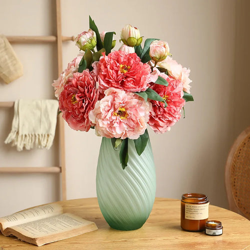 Silk artificial peony bouquet for weddings and home decor - vue 3 sur 21