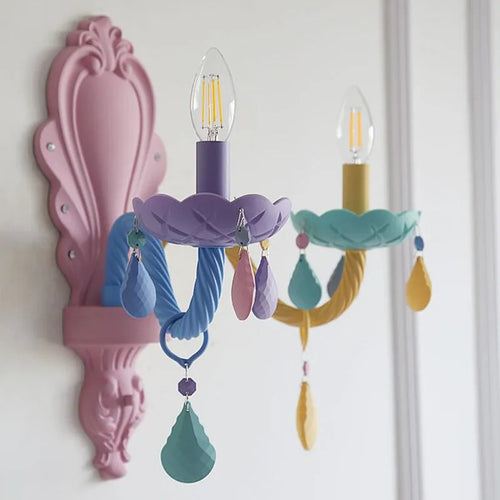 Children's rainbow chandelier macarone kawaii LED - vue 5 sur 14