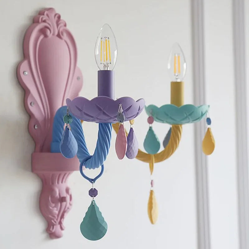 Children's rainbow chandelier macarone kawaii LED - vue 4 sur 14