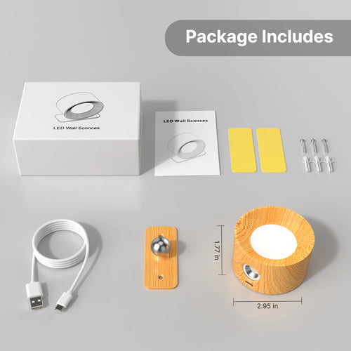 Round directional wooden LED wall light - vue 4 sur 4