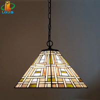 Tiffany style square glass chandelier for Nordic bar