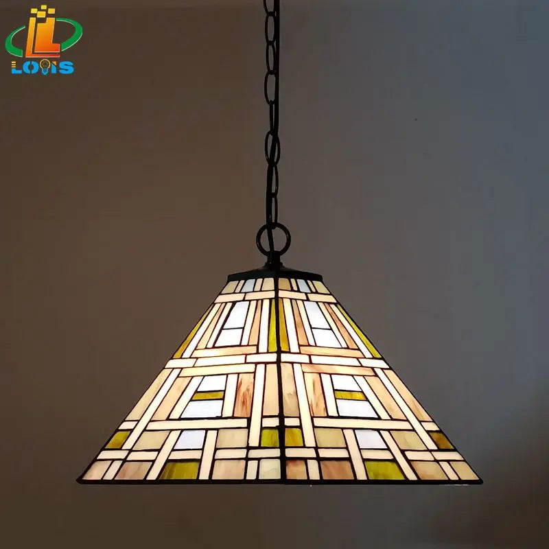 Tiffany style square glass chandelier for Nordic bar