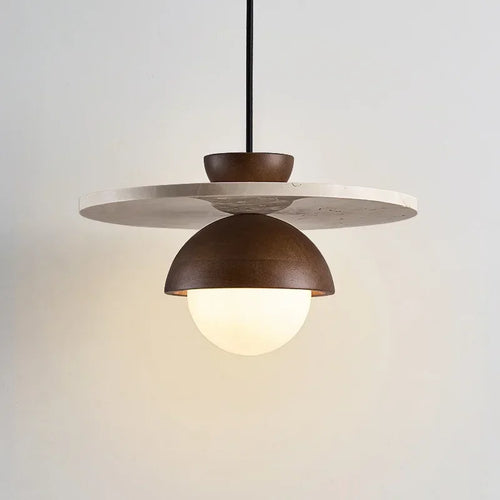 Modern LED pendant lamp, walnut stone pendant lamp, bedside lamp, indoor home decoration - vue 2 sur 7