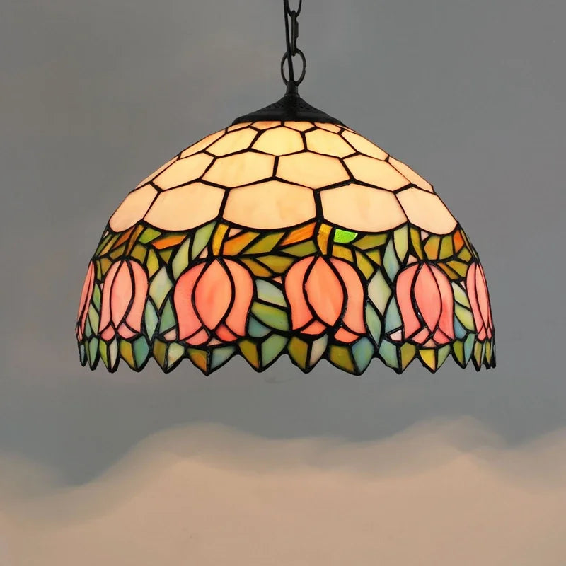 Lustre en verre coloré Tiffany rétro européen - vue 28 sur 29