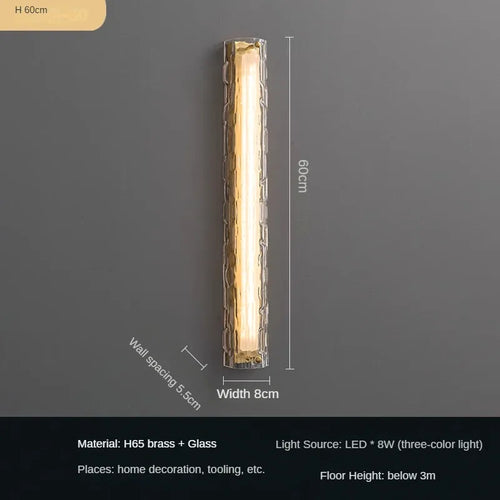Modern glass LED wall light for interiors