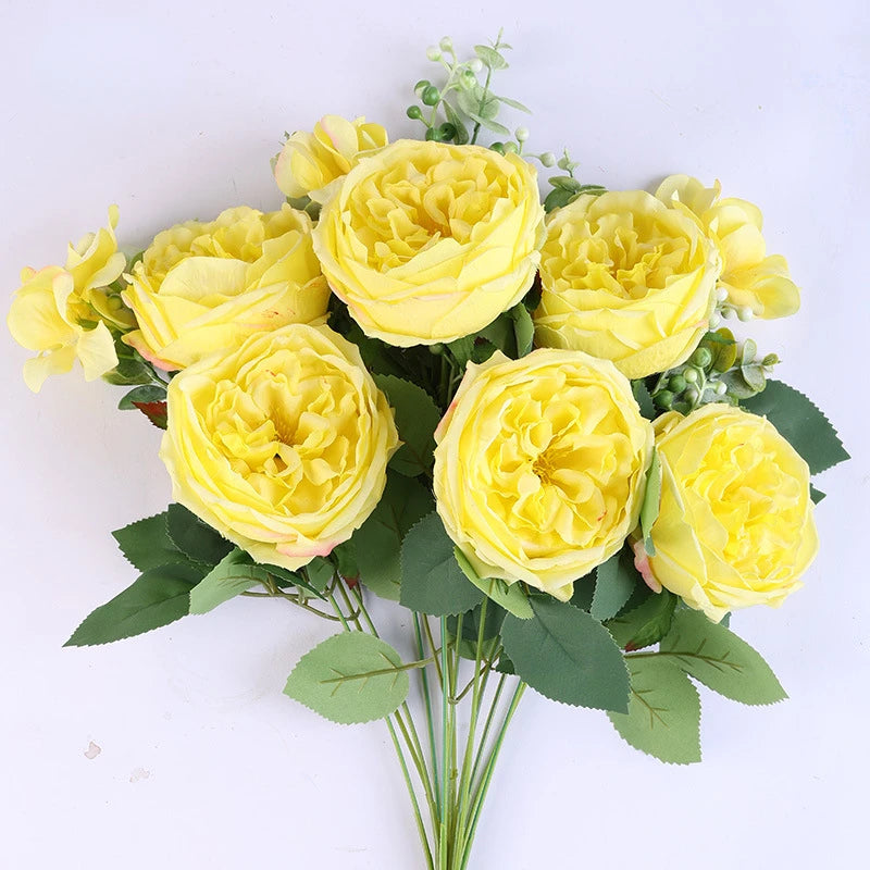 Artificial silk rose bouquet for interior decoration