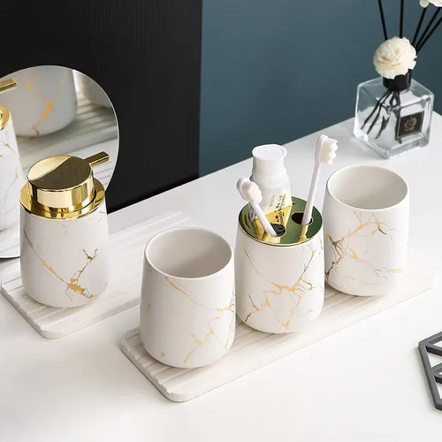 ceramic bathroom set with elegant accessories - vue 2 sur 22