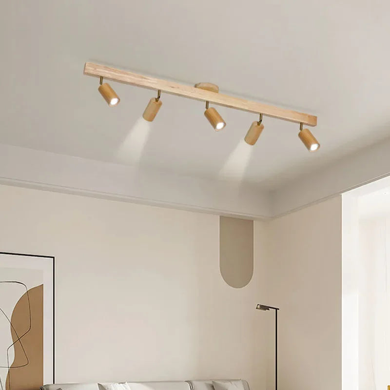 Adjustable nordic wooden rotating spotlight for cloakroom lighting - vue 3 sur 17