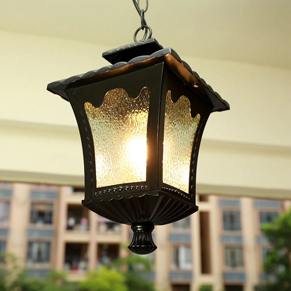 Vintage outdoor pendant light for patio and corridor lighting