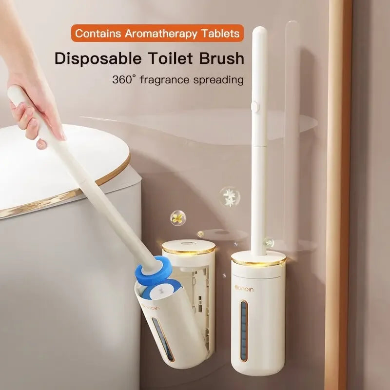 Disposable cleaning brush with long handle and replaceable head - vue 2 sur 11