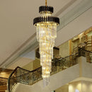 Luxury spiral LED crystal chandelier for high ceilings
