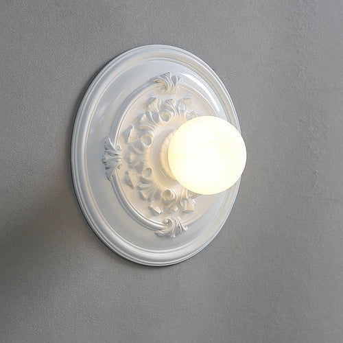 Vintage round carved wall light French design - vue 3 sur 8
