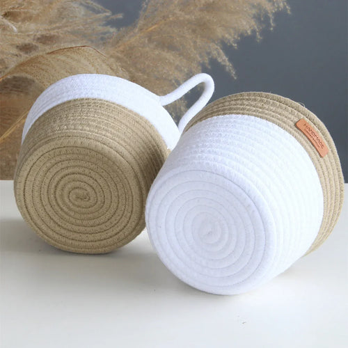 modern woven rope basket for hanging storage - vue 5 sur 8