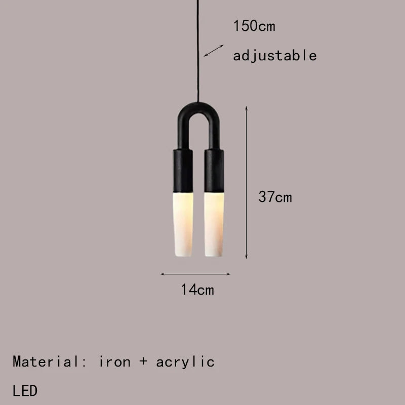 lustre art déco en métal noir et blanc avec fil réglable