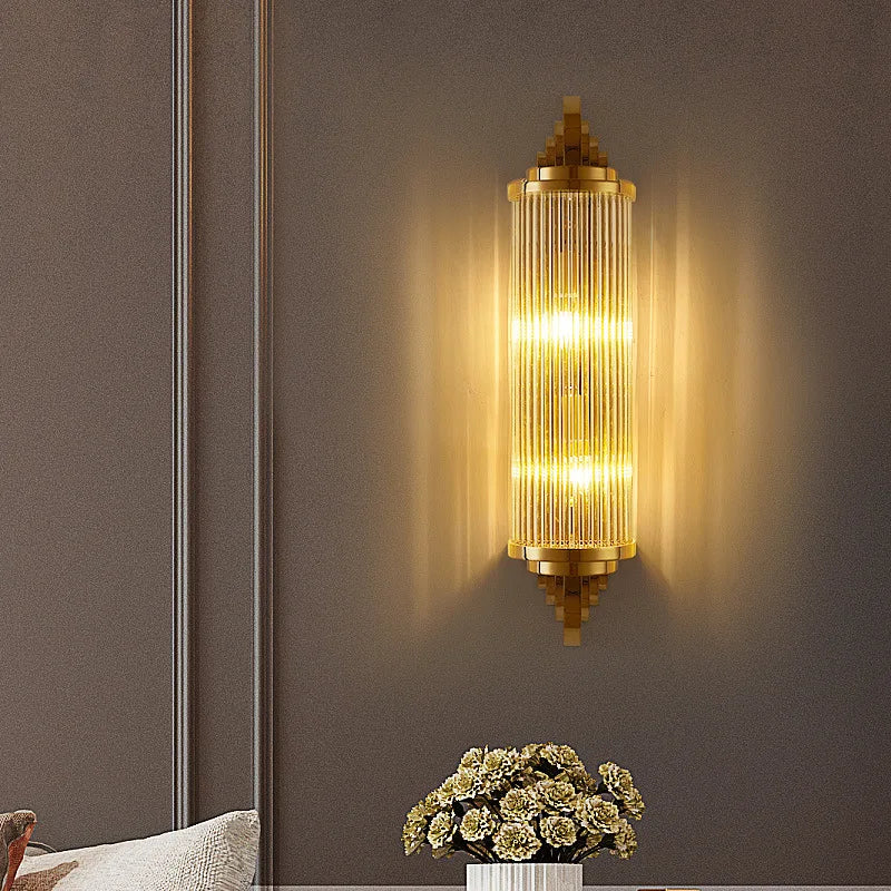 Modern design stainless steel and crystal wall light - vue 4 sur 6