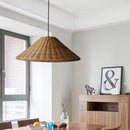 Zen conical bamboo rattan pendant light