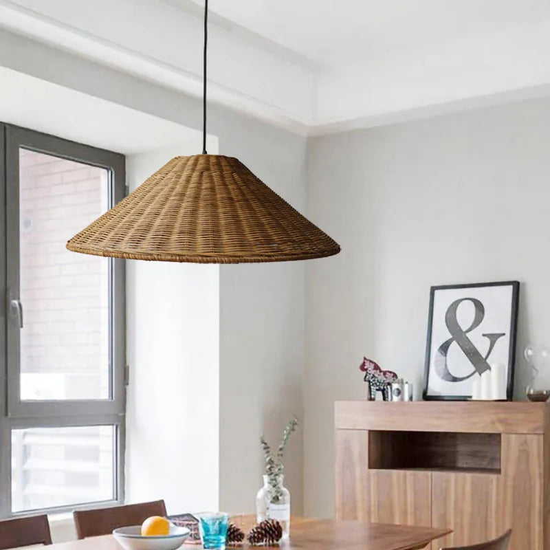 Zen conical bamboo rattan pendant light - vue 5 sur 16