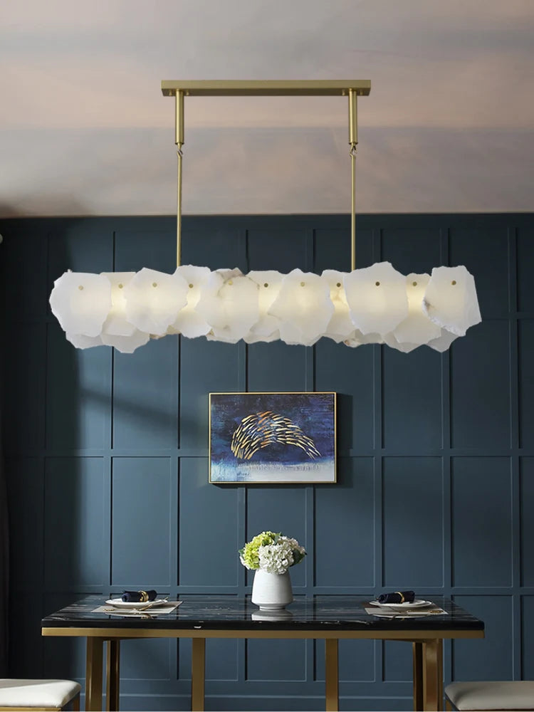 Natural marble and copper chandelier for elegant interior decoration