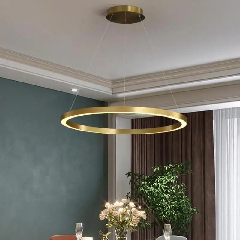 Nordic circular LED chandelier for luxurious interior decor - vue 4 sur 12