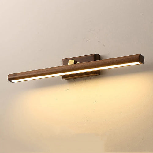 luxury walnut led mirror 360° rotating wall light - vue 5 sur 6