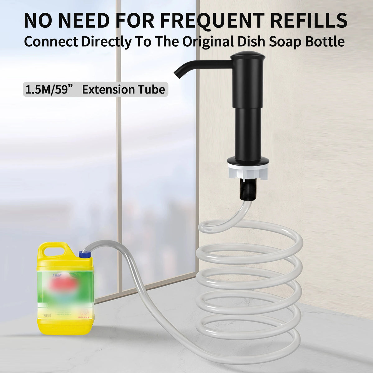 kitchen soap dispenser with built-in extension tube - vue 4 sur 9