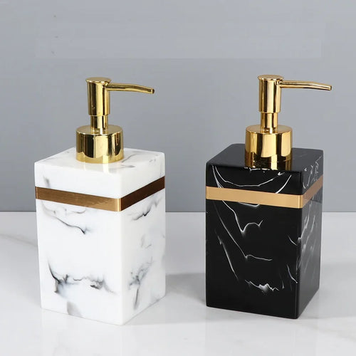 square resin bottle dispenser for soap and lotion - vue 3 sur 8