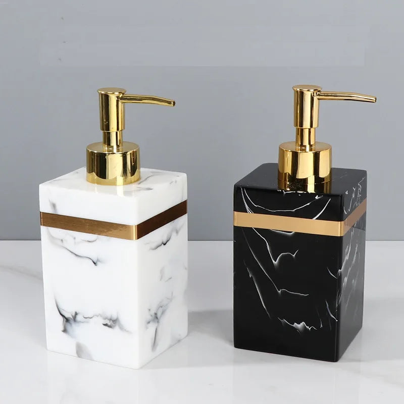 square resin bottle dispenser for soap and lotion