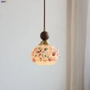 modern adjustable colored glass pendant light with wooden wire