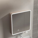 circular aluminum wardrobe with mirror, smart lighting and storage