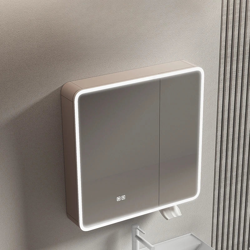 circular aluminum wardrobe with mirror, smart lighting and storage - vue 4 sur 32