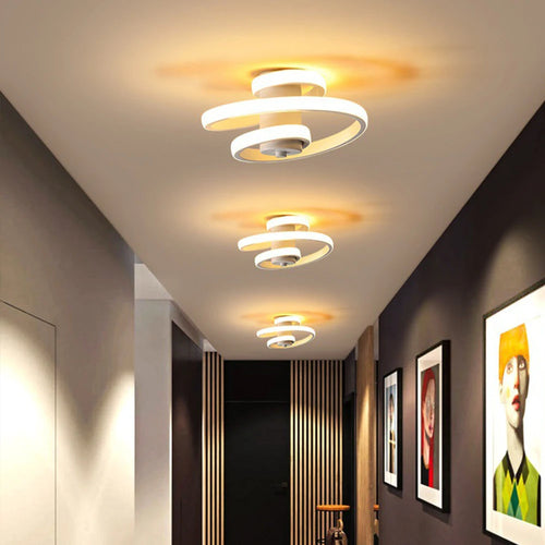 modern spiral LED ceiling light for a minimalist interior - vue 5 sur 8