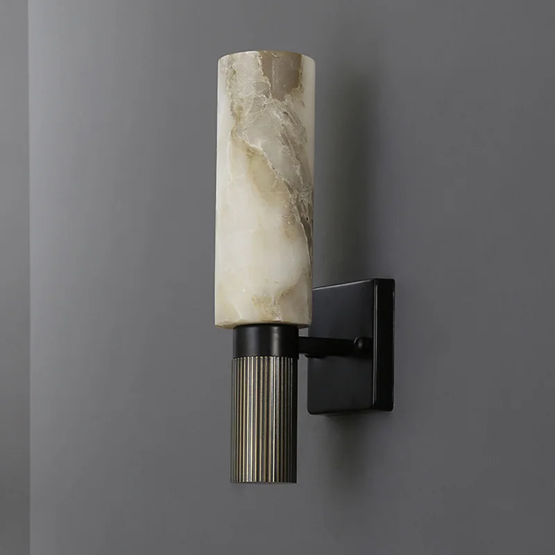 Luxury natural stone alabaster copper and marble wall light