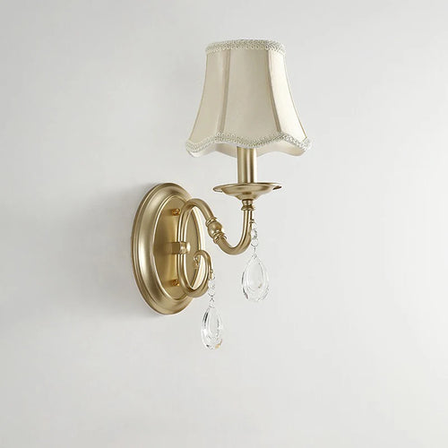 Crystal and fabric wall light in American country style for hotel - vue 6 sur 6
