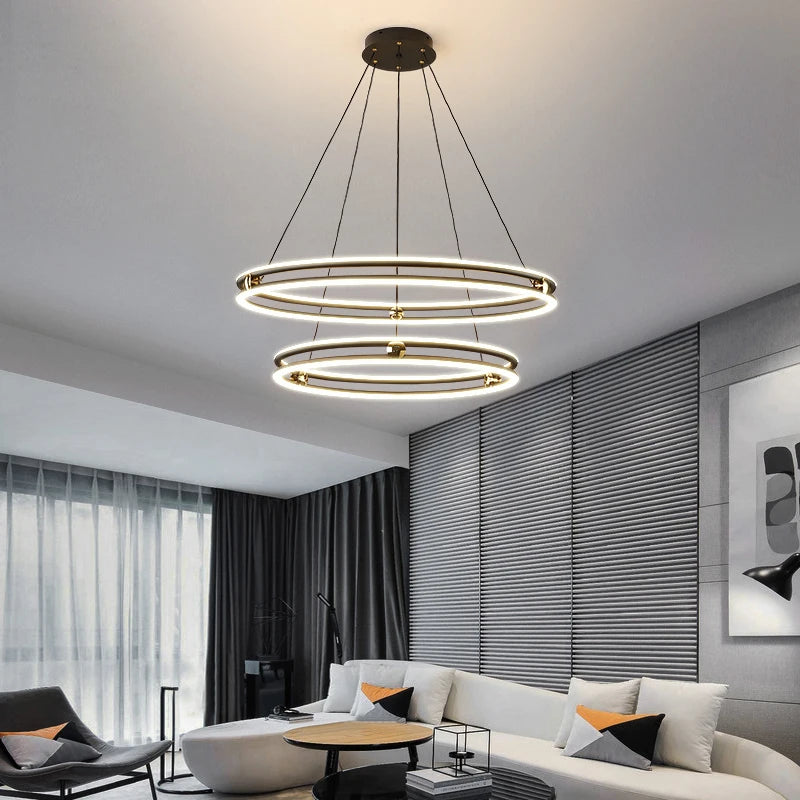 Minimalist circular dimmable LED chandelier modern lighting