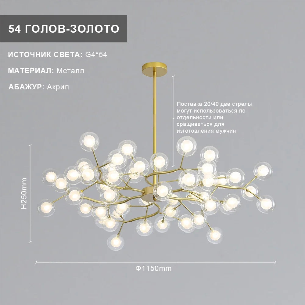 Modern and elegant firefly branch glass ceiling light