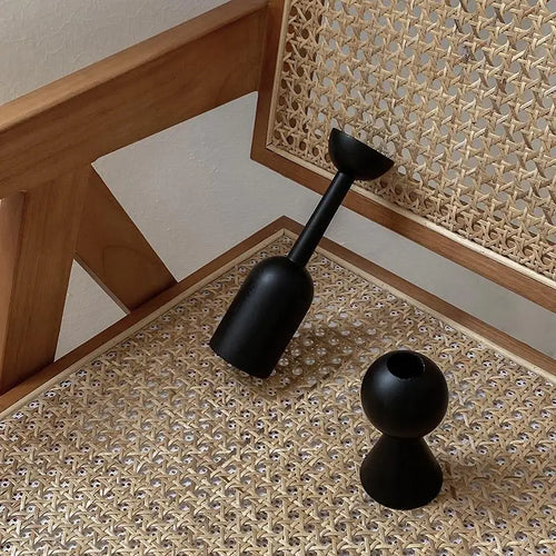 Wooden candle holder for modern and geometric decor - vue 4 sur 9