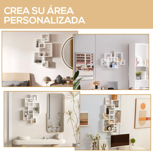 HOMCOM wall shelf with 5 cubes for living room bedroom 49.5x10.2x86 cm - vue 7 sur 6
