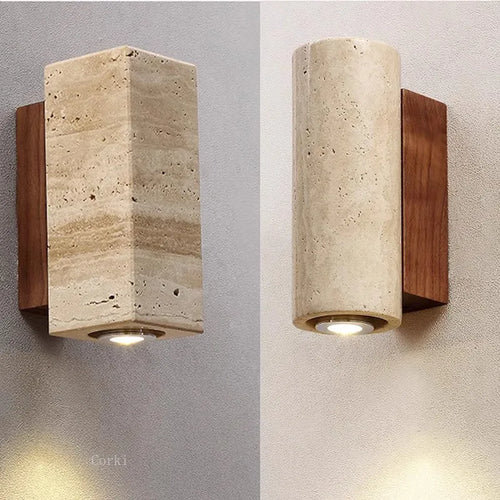 Wabi sabi travertine LED decorative indoor wall light - vue 2 sur 10