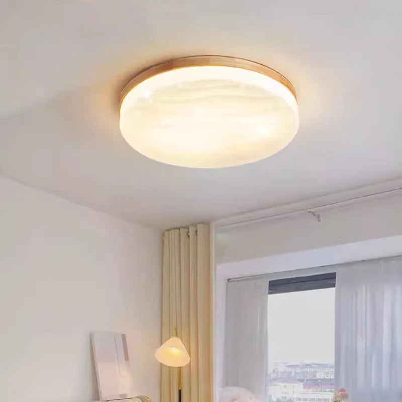 Round wooden LED ceiling light nordic decorative indoor design