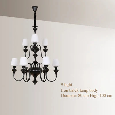 Copper chandelier with elegant and modern glass shade - vue 19 sur 22
