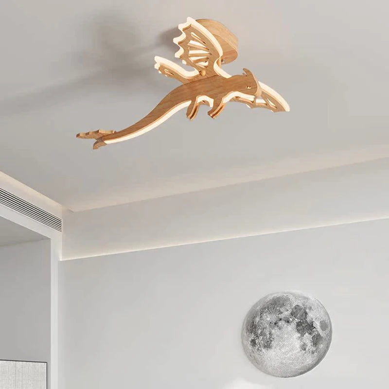 Wooden dinosaur chandelier for children's room and playroom