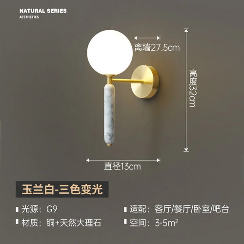 Modern artistic nordic copper and marble wall light - vue 10 sur 9