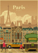 Retro world cities poster for wall decoration