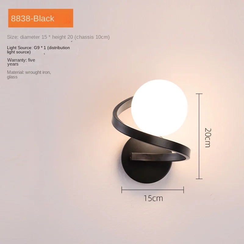 Modern glass LED wall light for loft and mirror front