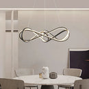 Modern LED chandelier with remote control, elegant curved design