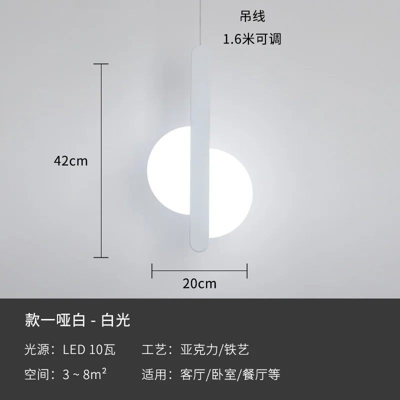 Modern geometric LED acrylic moon pendant light - vue 23 sur 24