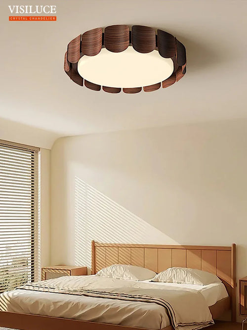 Modern wabi-sabi wood ceiling light for interior design - vue 5 sur 8