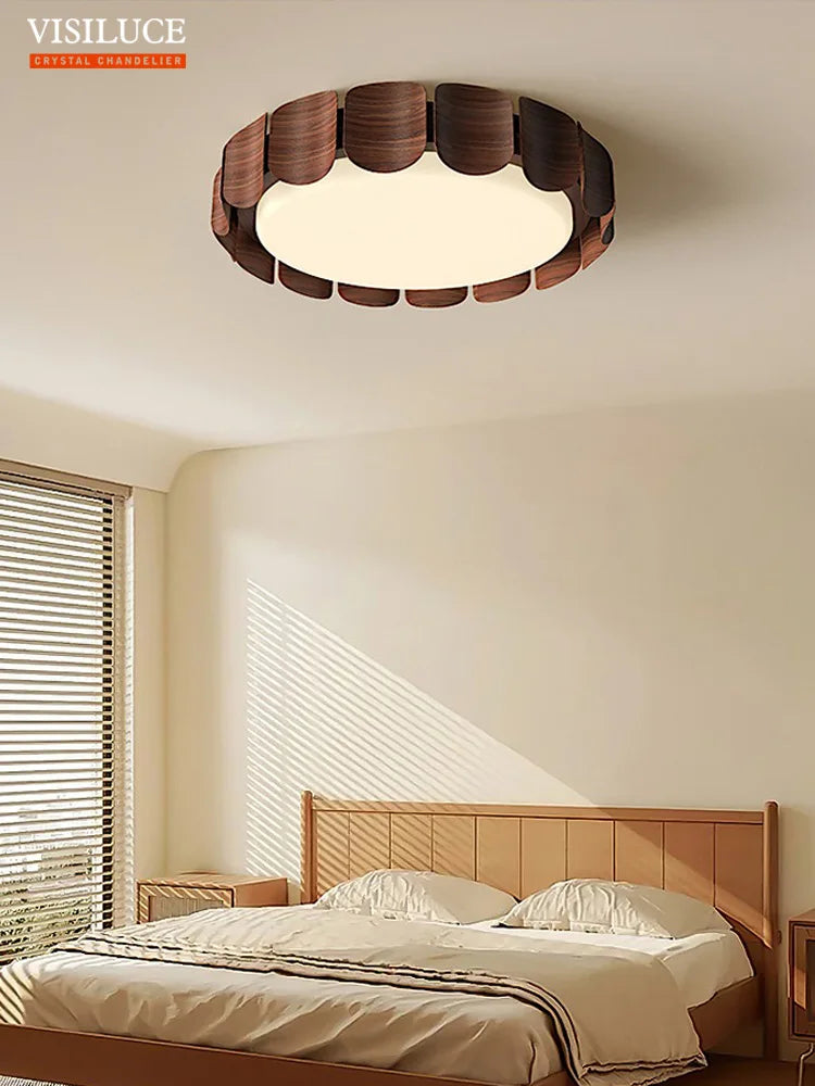 Modern wabi-sabi wood ceiling light for interior design - vue 4 sur 8